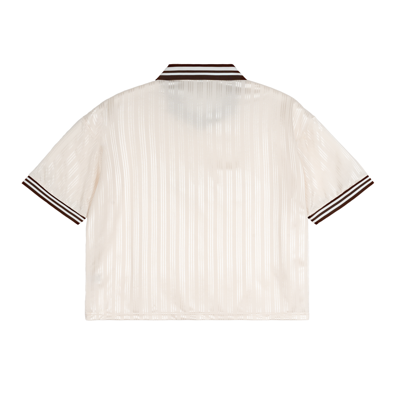" POWer " Beige Tee w Stripped Collar