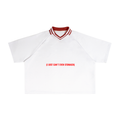"PEAK" Off-White Tee w Red Pin Collar