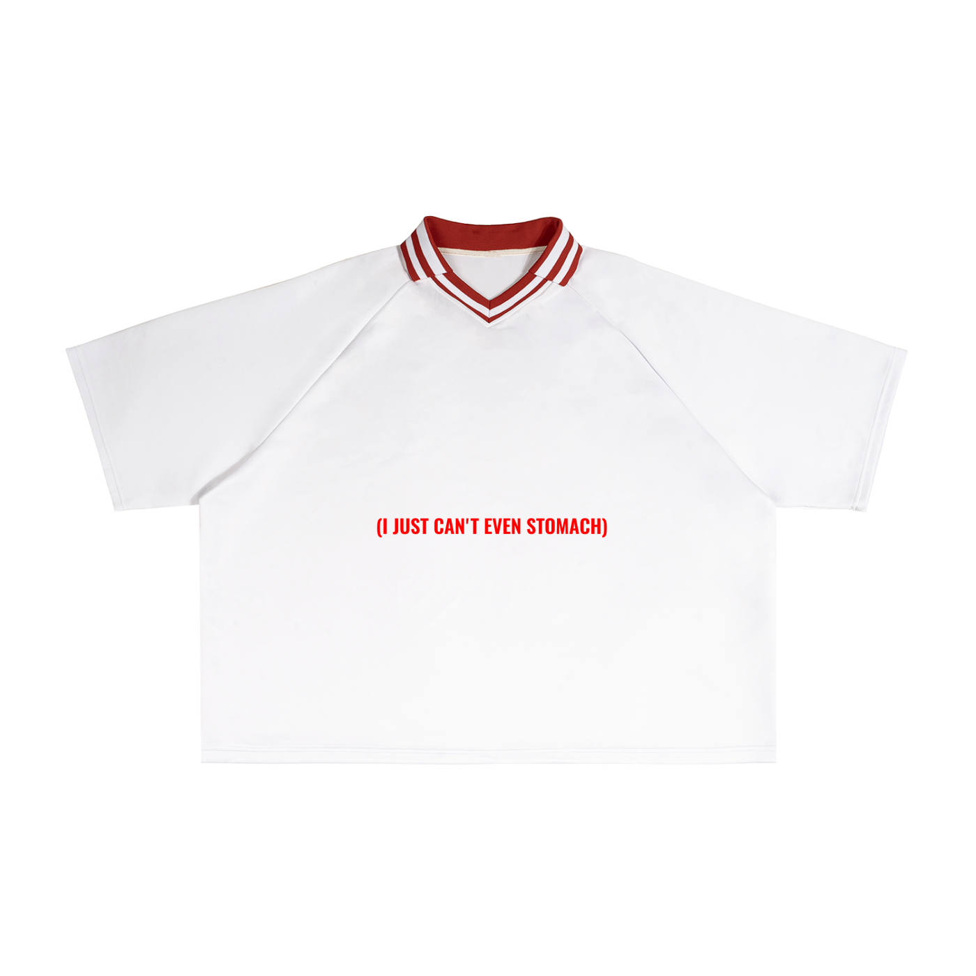 "PEAK" Off-White Tee w Red Pin Collar