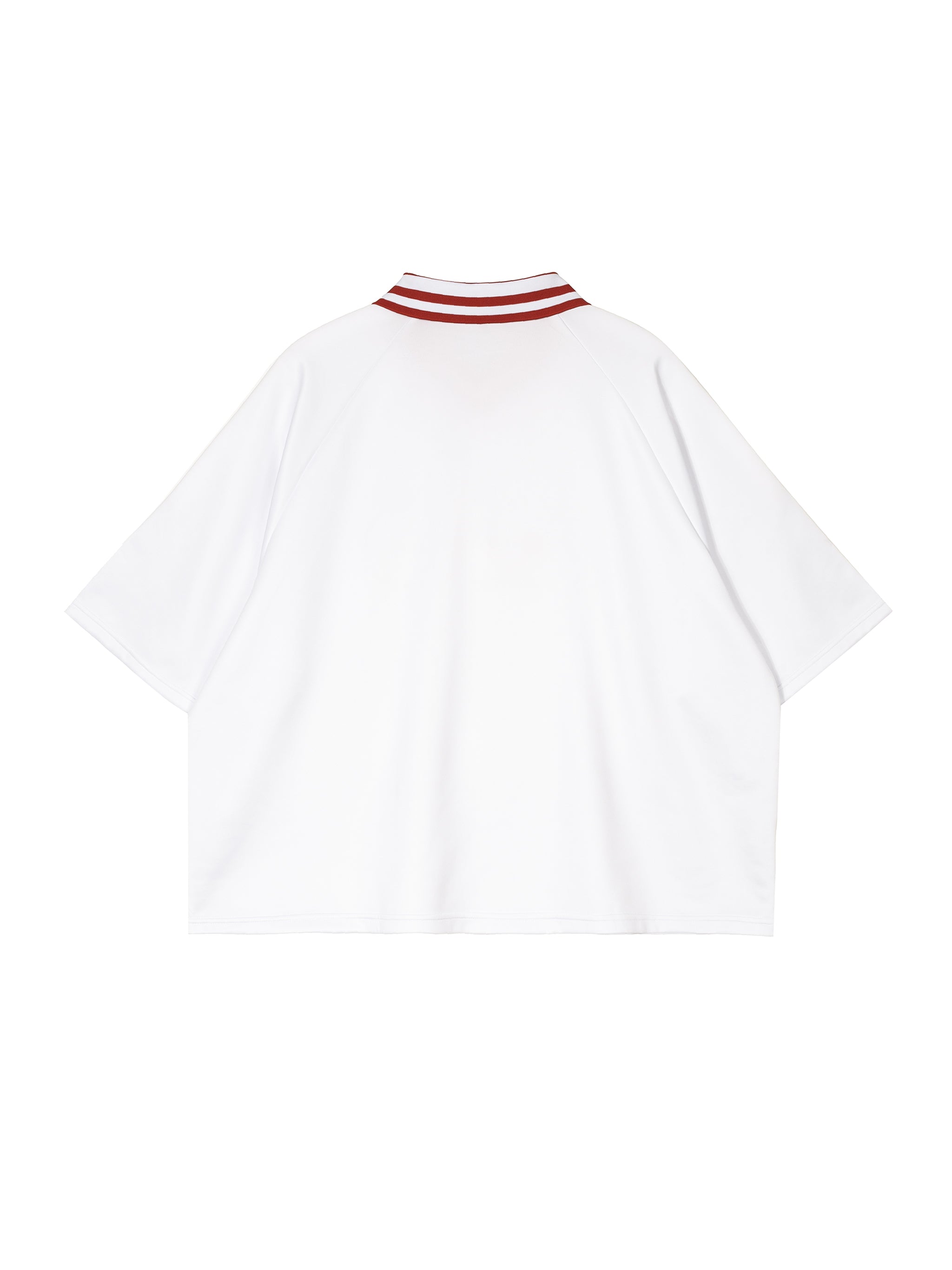 "PEAK" Off-White Tee w Red Pin Collar
